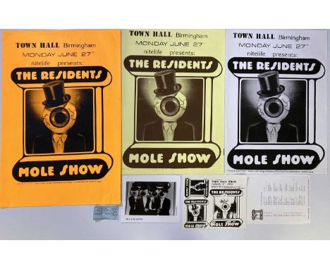 Posters and ephemera from the Residents concert at Birmingham Town Hall on 27th June 1983. To inc: Three posters (two 18 x 25