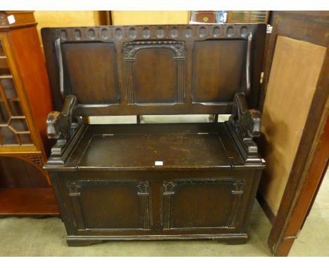 An oak monk's bench