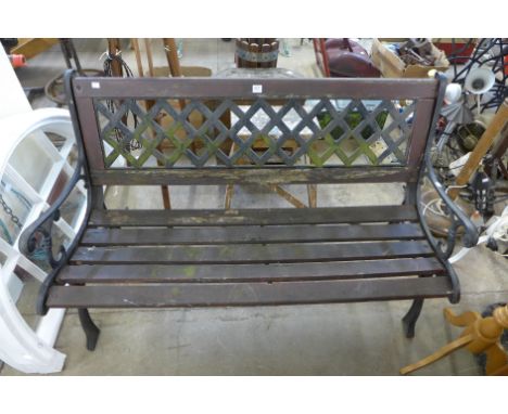 A cast iron ended garden bench