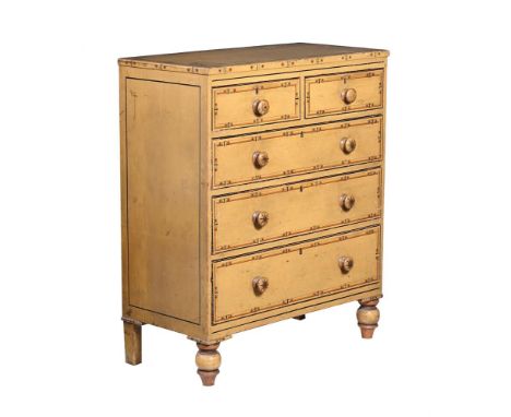 A VICTORIAN PAINTED CHEST OF DRAWERS CIRCA 1860 The surface scumbled to simulate bamboo, with arrangement of two short and th