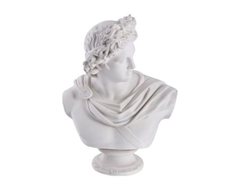 C. DELPECH FOR ART UNION OF LONDON, AN ENGLISH PARIAN BUST OF APOLLO  THIRD QUARTER 19TH CENTURY Typically modelled on a socl