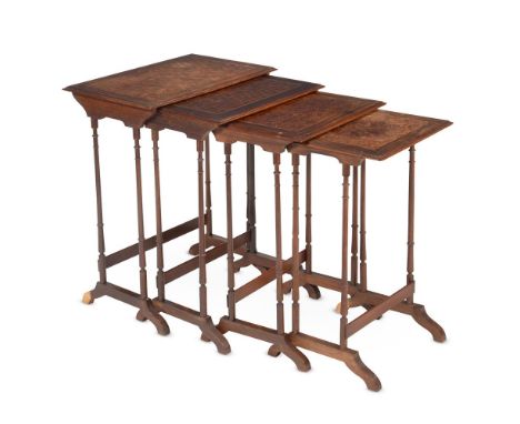Y&nbspA NEST OF VICTORIAN ROSEWOOD AND PARQUETRY QUARTETTO TABLES SECOND HALF 19TH CENTURY The largest table 73cm high, 57cm 