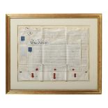 A GROUP OF EIGHT GILT FRAMED INDENTURES