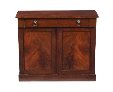 A GEORGE IV MAHOGANY SIDE CABINET  CIRCA 1830 With single frieze drawer above a pair of cabinet doors enclosing a shelf 90cm 