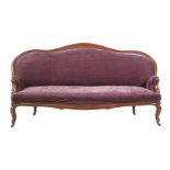 A VICTORIAN MAHOGANY AND UPHOLSTERED SOFA