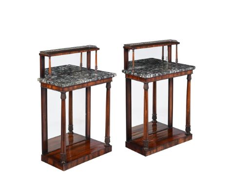 Y&nbspA PAIR OF GEORGE IV ROSEWOOD CONSOLE TABLE CIRCA 1825, IN THE MANNER OF GILLOWS With mirrored superstructures each 124c