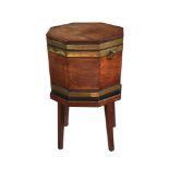 A GEORGE III MAHOGANY AND BRASS BOUND CELLARET