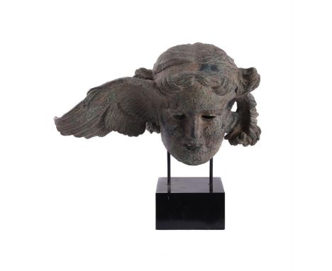AFTER THE ANTIQUE, A SIMULATED VERDIGRIS PATINATED BRONZED RESIN MODEL OF HYPNOS  MODERN Presented as a 'fragment, on a museu