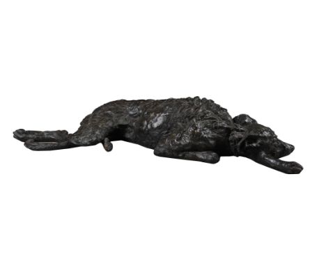 AFTER ROSEMARY COOK- 'JYP' A BRONZED RESIN MODEL OF A LURCHER   MODERN Lifesize and naturalistically modelled  130cm long ove