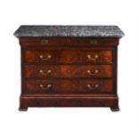 A LOUIS-PHILIPPE MAHOGANY AND MARBLE TOPPED COMMODE OR CHEST OF DRAWERS