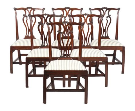 A SET OF SIX GEORGE III MAHOGANY DINING CHAIRS  CIRCA 1780, IN THE MANNER OF THOMAS CHIPPENDALE Each 95cm high   Condition Re