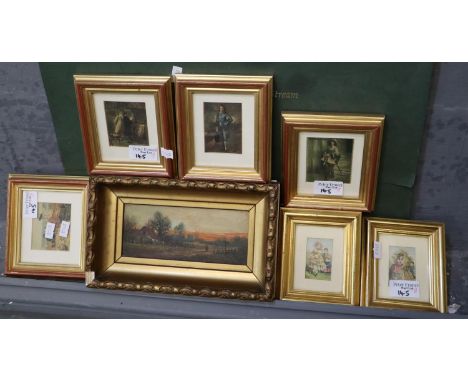 Collection of assorted portrait miniature prints, a folio of unframed prints after Richard J Willett 'Reminiscences of Loch a