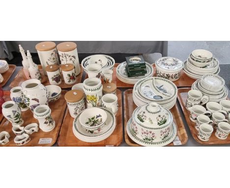 Seven trays of Portmeirion pottery mainly 'Botanic Garden' design items to include: utensil jars and covers, condiments, vase