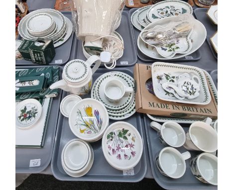 Six trays of Portmeirion Pottery items, varying designs including 'Botanic Garden', 'the Holly and the Ivy' etc. to include: 