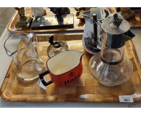 Collection of items to include: 19th century Llanelly black and white transfer printed jug depicting Bristol Docks together w