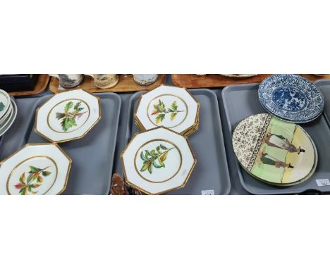 Three trays of china to include: 19th Century Royal Worcester part dessert service with hand painted foliate design, octagona
