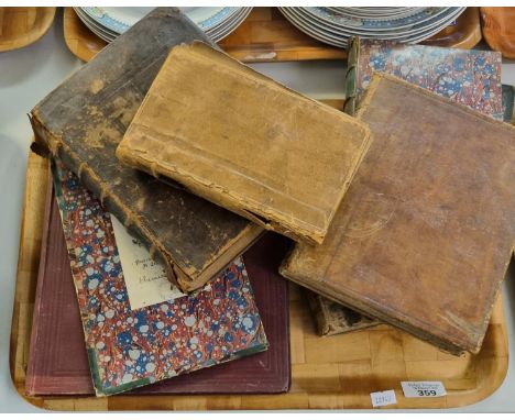 Tray of antiquarian books to include: various leather bound volumes by the Honourable Robert Boyle: 'Certain Physiological Es