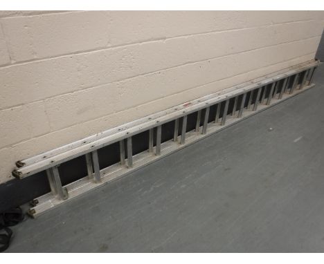 A double aluminium extension ladder 