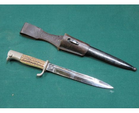 SW HOLLER GERMAN DRESS BAYONET WITH LEATHER FROG AND METAL SCABBARD (PRIVATE PURCHASE)