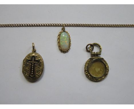 OPAL SET PENDANT ON CHAIN PLUS OVAL LOCKET AND SMALL CIRCULAR LOCKET 