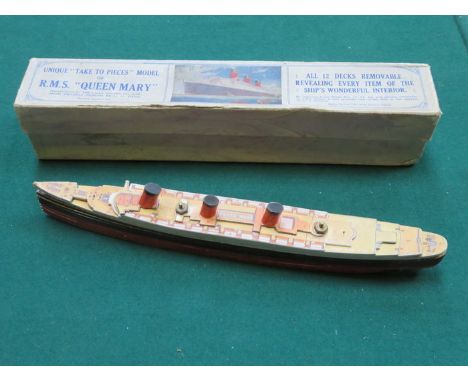 BOXED CHAD VALLEY MODEL CUNARD RMS QUEEN MARY LINER WITH REMOVABLE DECKS