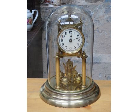 FRENCH STYLE MANTLE CLOCK UNDER GLASS DOME