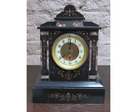 DECORATIVE BLACK SLATE MANTLE CLOCK