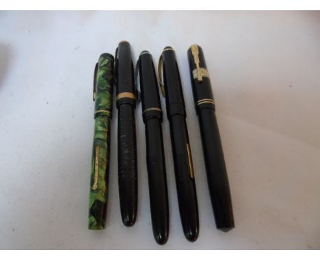 Five good quality vintage fountain pens some with gold nibs