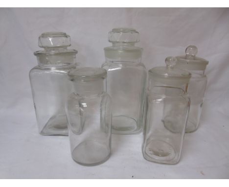 5 Vintage glass sweet jars with lids