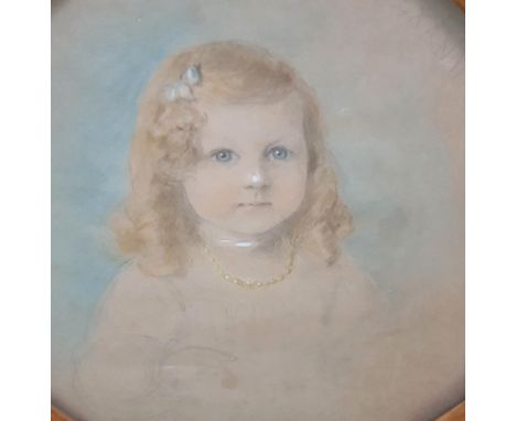 Edith Maud Susanna SCANNELL (act.1870-1921) 1907 watercolour portrait of a young girl, signed, in unusual, hardwood octangle 