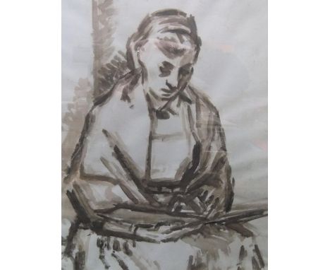circle of Stella STEYN (1907-1987) oil sketch portrait of a seated woman, unsigned, framed and glazed,62 x 47 cm 