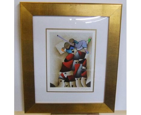 David Schluss, limited edition (37/70) Serigraph,  "Fiddlers Retreat"  Label Verso  28cm x 21cm,   framed and glazed 