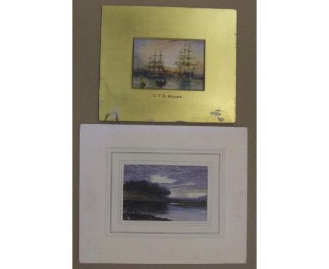 small Claude T. Stanfield MOORE (1853-1901) seascape watercolour & another (2) by another hand which bears a monogram, both m