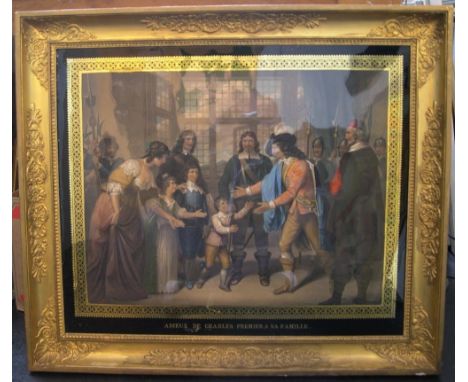 Large 19thC French print of Cromwell in superb antique etched gilt frame & verre eglomise mount,46 x 58 cm 