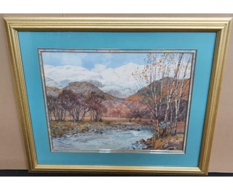 Henry Robinson WILKINSON (1884-1975) watercolour "Early winter snow, Coniston", signed, original label verso, good mount and 