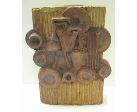 signed, Bernard Rooke brutalist large ceramic vase,30 x 23 cm 