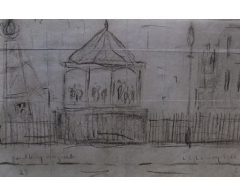 L S Lowry, bears signature, pencil sketch "Street scene", unframed,15 x 23 cm 
