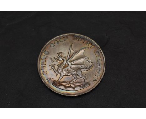 A Royal Mint 1969 Silver Prince of Wales Investiture Medal, in fitted case, weight 98g, hallmarks to edge