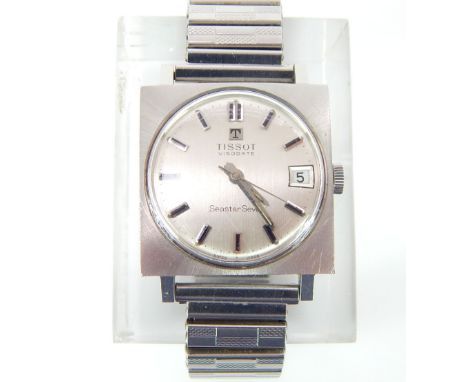 Gentleman's watch, Tissot Visodate Seastar Seven, batons, date aperture, expanding bracelet, face 2.6cm dia.