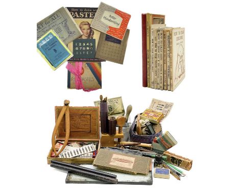 Artist's equipment and artist books From the artist, Hilda BURFORD 
Including tools, nibs pastel, quills and other miscellany
