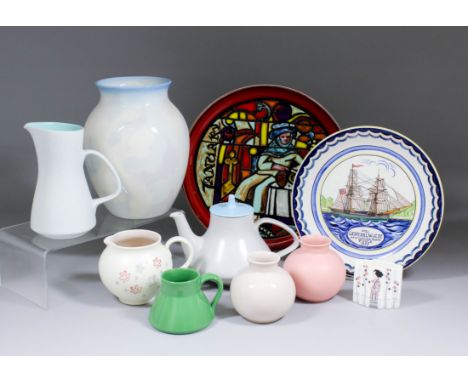 Six limited edition Pool pottery "Medieval Calendar" dishes, 12.75ins diameter, two plates with sailing vessels - "Polly, Poo