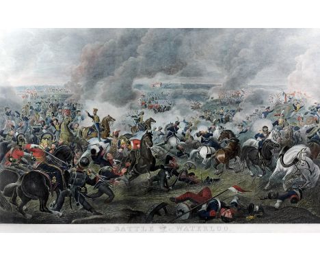 Henry R. Cook (fl. early 19th Century) after Alexander Sauerweid - Coloured aquatint - "The Battle of Waterloo", 18ins x 30in