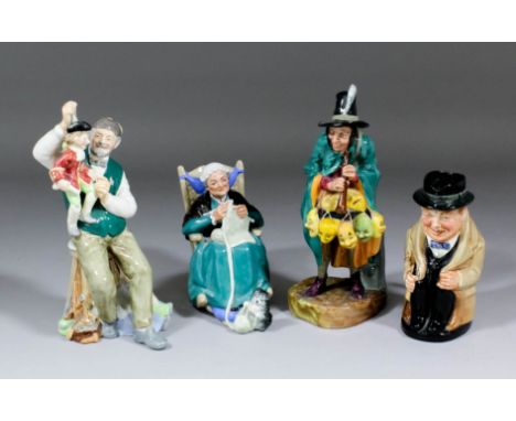 Three Royal Doulton bone china figures - "The Puppet Maker" (HN2253) 8.25ins high , "The Mask Seller" (HN2103) 8.5ins high  a