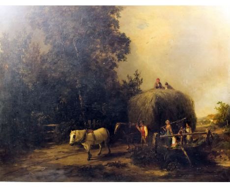 John Hilder (1803-1871) - Oil painting - "The Last Load", canvas 22ins x 29.5ins, signed, in gilt moulded frame Provenance : 