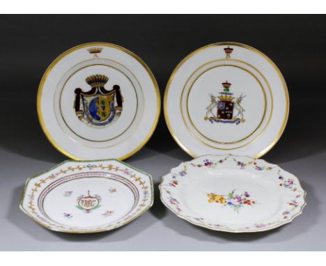 A 19th Century Berlin (KPM) porcelain plate with armorial crest to centre and coronet over K to rim, within gilt borders, 9.2