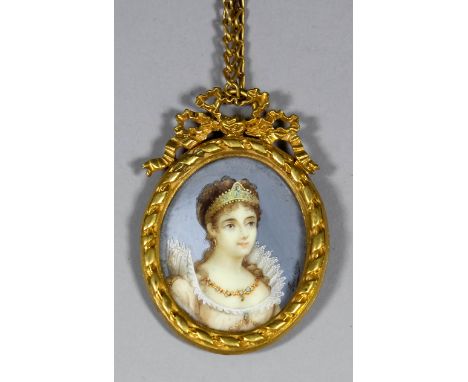 Jedanny (?) (19th Century French School) - Miniature shoulder length portrait of the Empress Josephine, oval 1.75ins x 1.5ins