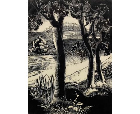 Gertrude Hermes (1901-1982) - Wood engraving - "The River of God" - Proof of The Pilgrims Progress published by the Cresset P