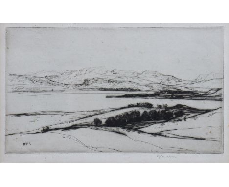 SIR DAVID YOUNG CAMERON, R.A. (Scottish, 1865-1945) “Shona”, black &amp; white etching, signed “D.Y. Cameron” in pencil lower