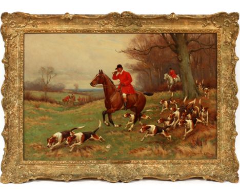 JOHN SANDERSON-WELLS (BRITISH, 1872-1955), OIL ON CANVAS, H 15", W 23" J. Sanderson Wells (British 1872-1955), oil painting d