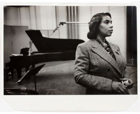 EUGENE SMITH, VINTAGE GELATIN SILVER PRINT, "MARION ANDERSON AND PIANO", 1951, H 9", W 13"Estate stamped on verso. Handwritte